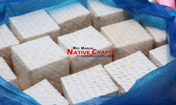 White natural color Buri palm leaf box