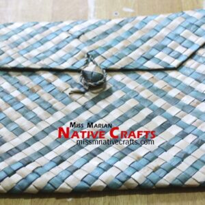 9.5x12.5 inches Blue and Natural Lauhala Pandan Envelope